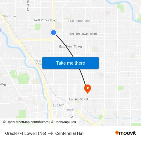 Oracle/Ft Lowell (Ne) to Centennial Hall map