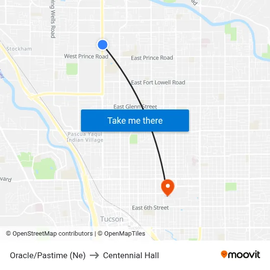 Oracle/Pastime (Ne) to Centennial Hall map