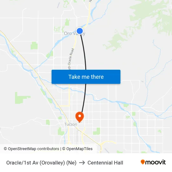 Oracle/1st Av (Orovalley) (Ne) to Centennial Hall map