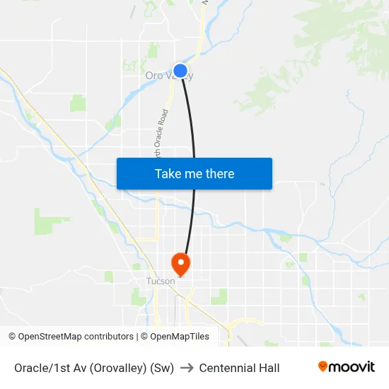 Oracle/1st Av (Orovalley) (Sw) to Centennial Hall map