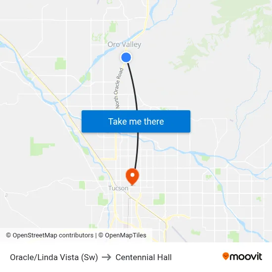 Oracle/Linda Vista (Sw) to Centennial Hall map