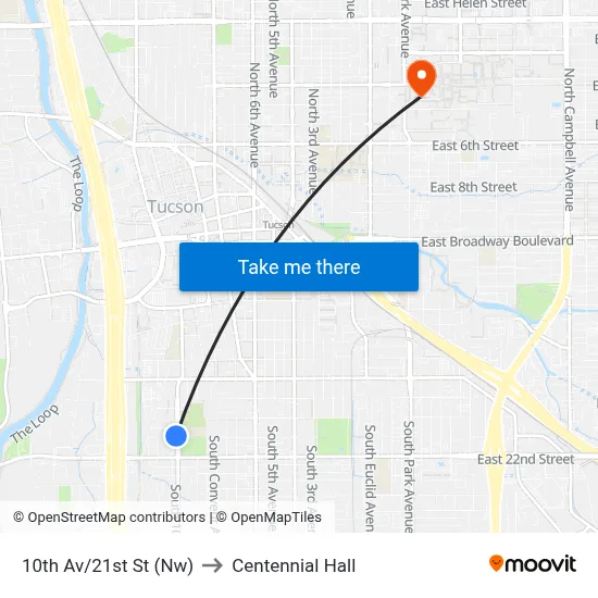 10th Av/21st St (Nw) to Centennial Hall map