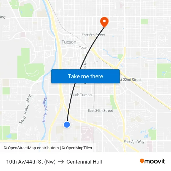 10th Av/44th St (Nw) to Centennial Hall map