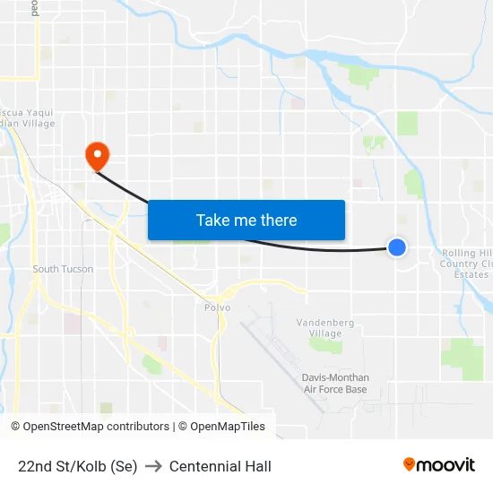 22nd St/Kolb (Se) to Centennial Hall map