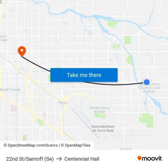 22nd St/Sarnoff (Se) to Centennial Hall map