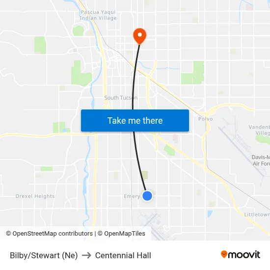 Bilby/Stewart (Ne) to Centennial Hall map