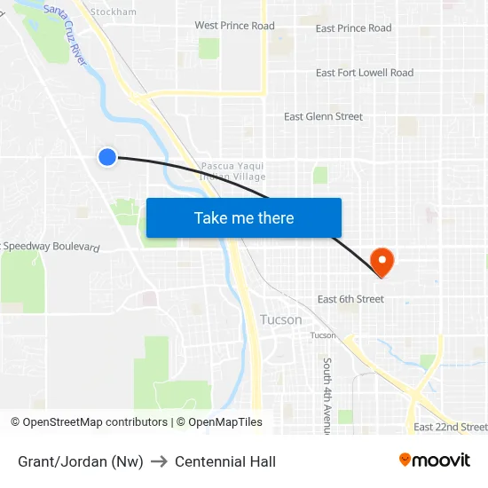 Grant/Jordan (Nw) to Centennial Hall map
