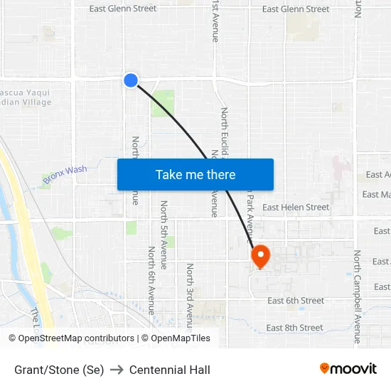 Grant/Stone (Se) to Centennial Hall map