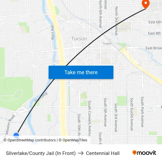 Silverlake/County Jail (In Front) to Centennial Hall map