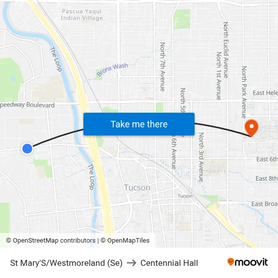 St Mary'S/Westmoreland (Se) to Centennial Hall map