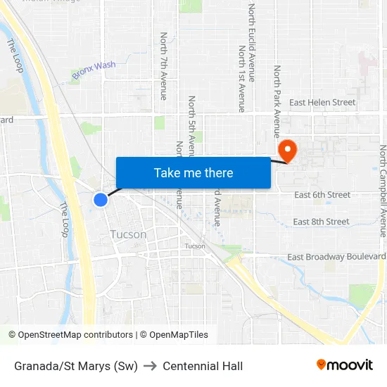 Granada/St Marys (Sw) to Centennial Hall map