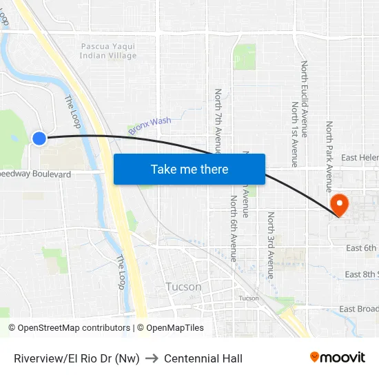 Riverview/El Rio Dr (Nw) to Centennial Hall map