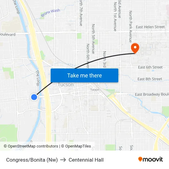Congress/Bonita (Nw) to Centennial Hall map