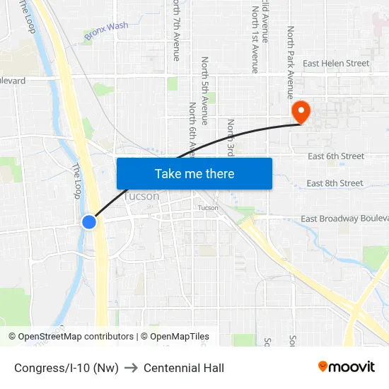 Congress/I-10 (Nw) to Centennial Hall map