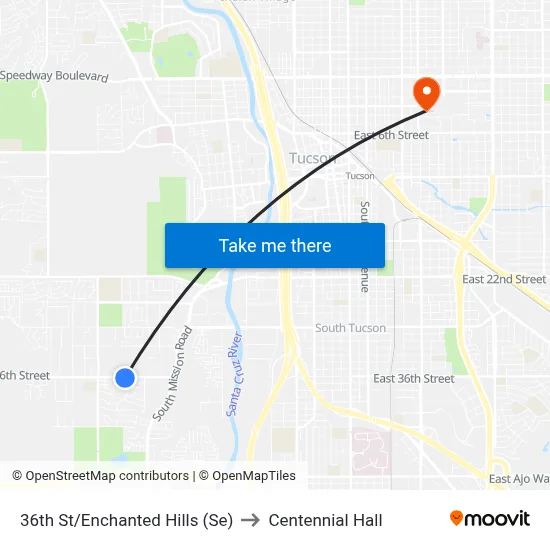 36th St/Enchanted Hills (Se) to Centennial Hall map