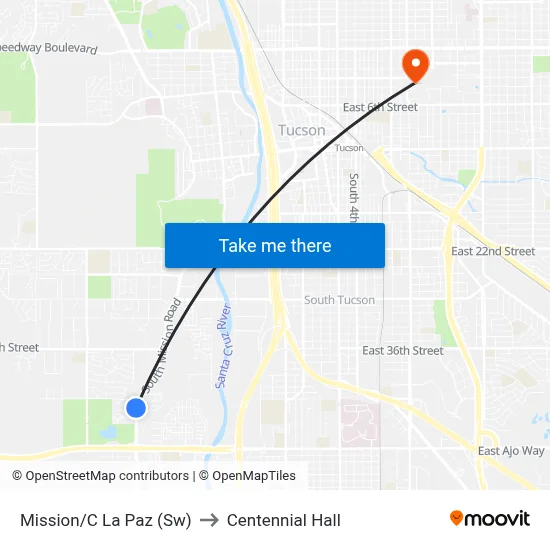 Mission/C La Paz (Sw) to Centennial Hall map