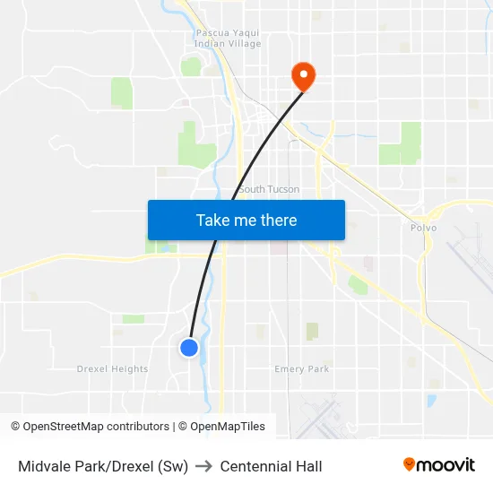 Midvale Park/Drexel (Sw) to Centennial Hall map