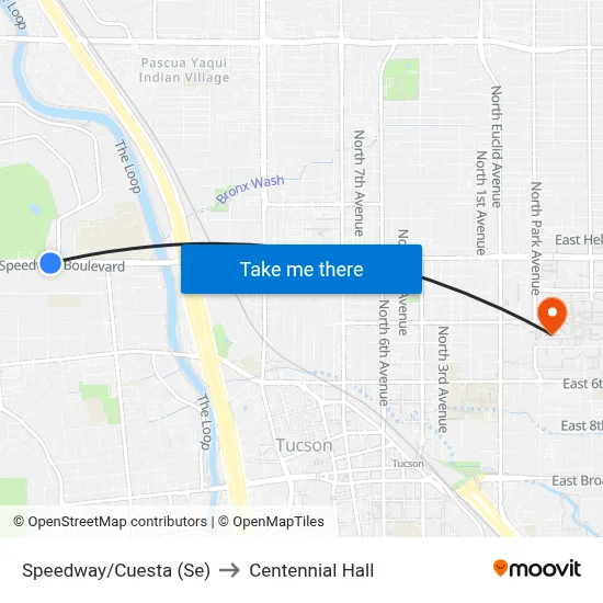 Speedway/Cuesta (Se) to Centennial Hall map