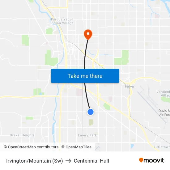 Irvington/Mountain (Sw) to Centennial Hall map