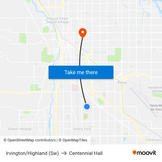 Irvington/Highland (Sw) to Centennial Hall map