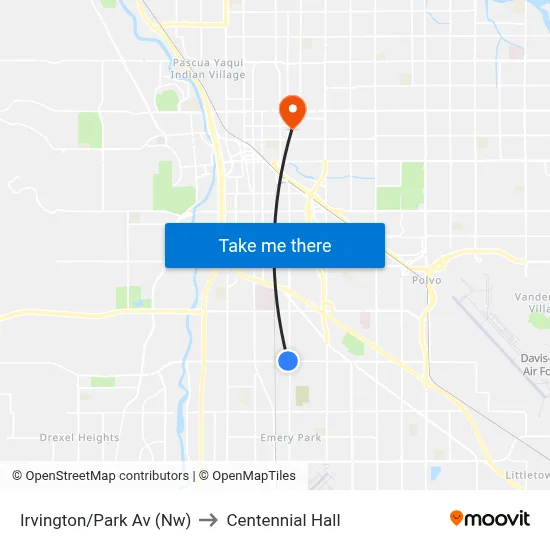 Irvington/Park Av (Nw) to Centennial Hall map