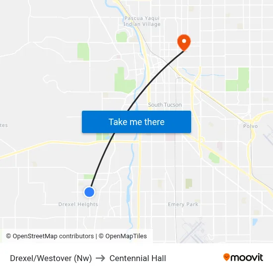 Drexel/Westover (Nw) to Centennial Hall map