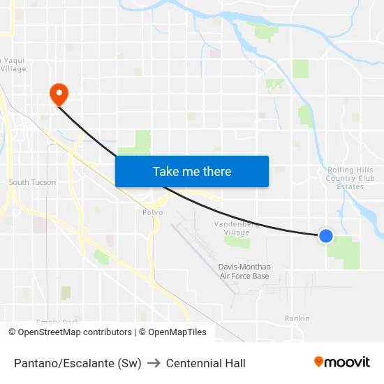 Pantano/Escalante (Sw) to Centennial Hall map