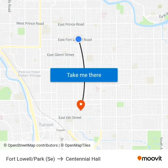 Fort Lowell/Park (Se) to Centennial Hall map