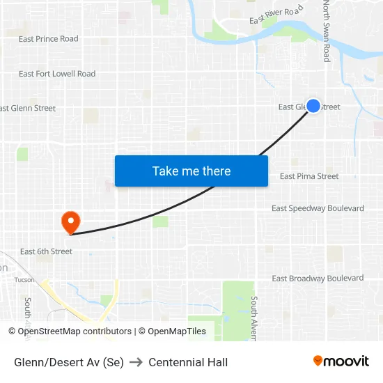 Glenn/Desert Av (Se) to Centennial Hall map