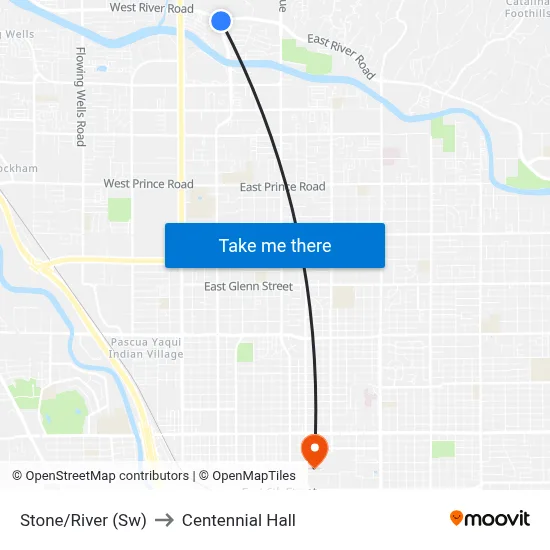 Stone/River (Sw) to Centennial Hall map