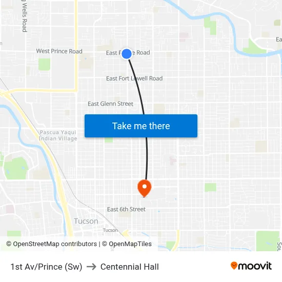 1st Av/Prince (Sw) to Centennial Hall map