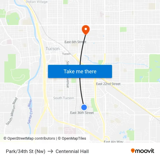 Park/34th St (Nw) to Centennial Hall map