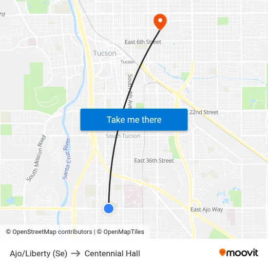 Ajo/Liberty (Se) to Centennial Hall map