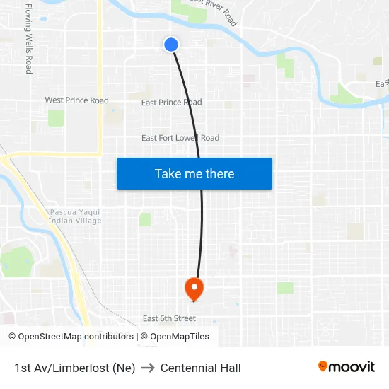 1st Av/Limberlost (Ne) to Centennial Hall map