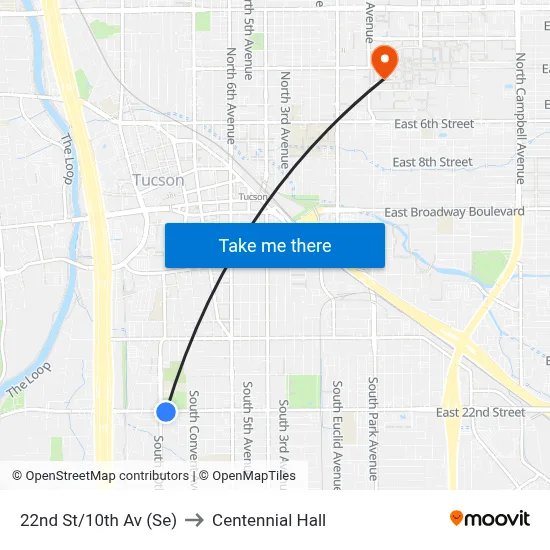22nd St/10th Av (Se) to Centennial Hall map