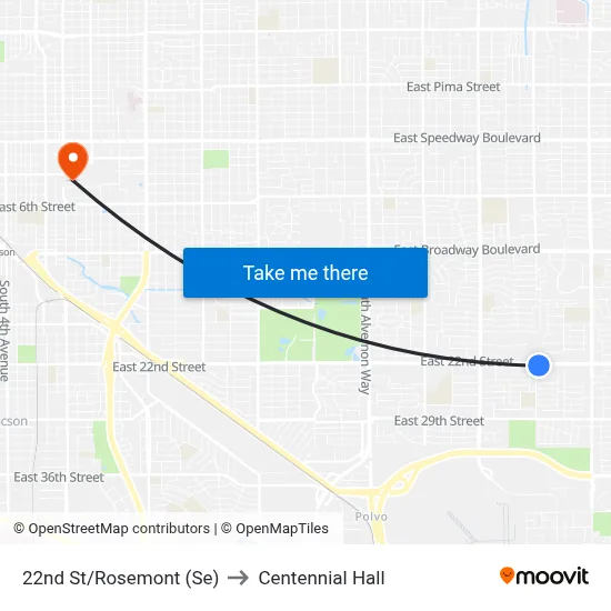 22nd St/Rosemont (Se) to Centennial Hall map