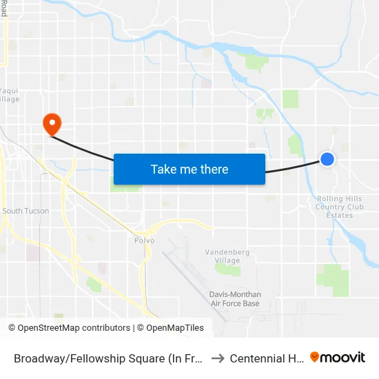 Broadway/Fellowship Square (In Front) to Centennial Hall map
