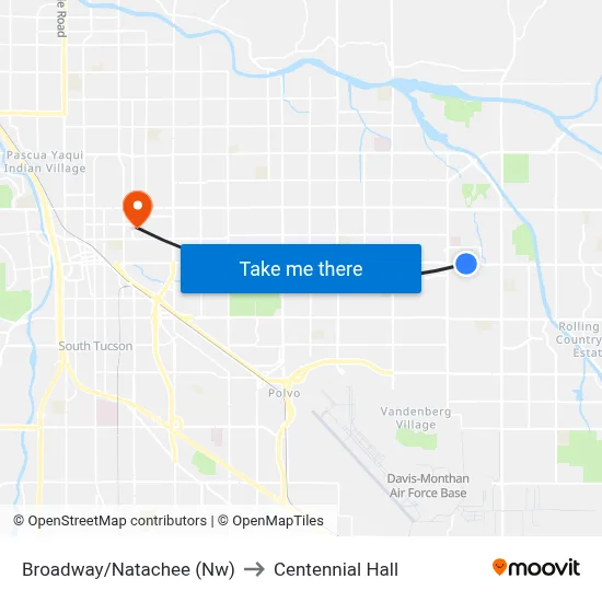 Broadway/Natachee (Nw) to Centennial Hall map