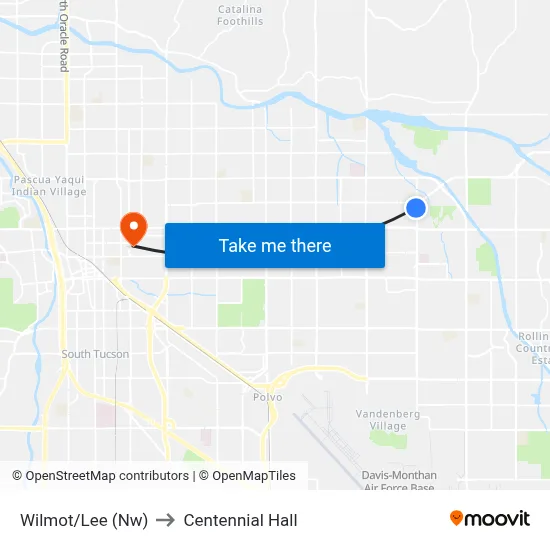 Wilmot/Lee (Nw) to Centennial Hall map