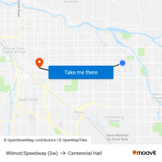 Wilmot/Speedway (Sw) to Centennial Hall map