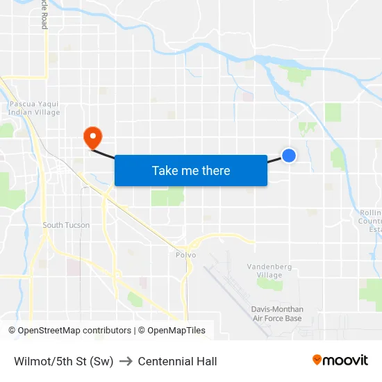 Wilmot/5th St (Sw) to Centennial Hall map