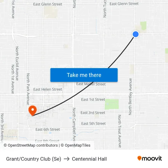 Grant/Country Club (Se) to Centennial Hall map