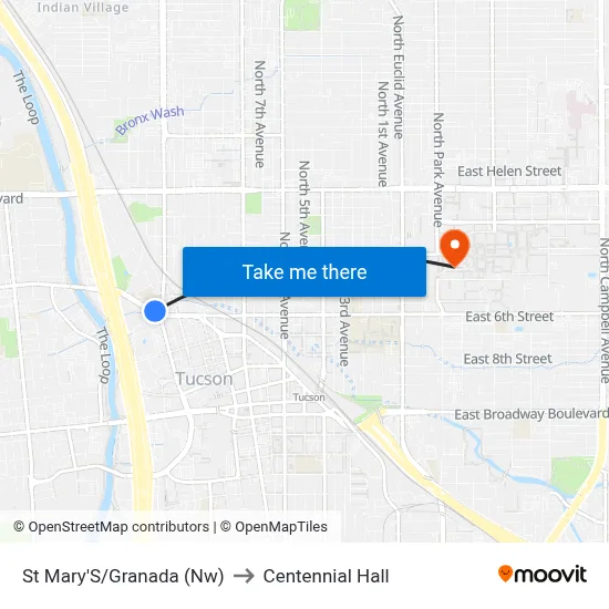 St Mary'S/Granada (Nw) to Centennial Hall map