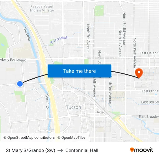 St Mary'S/Grande (Sw) to Centennial Hall map
