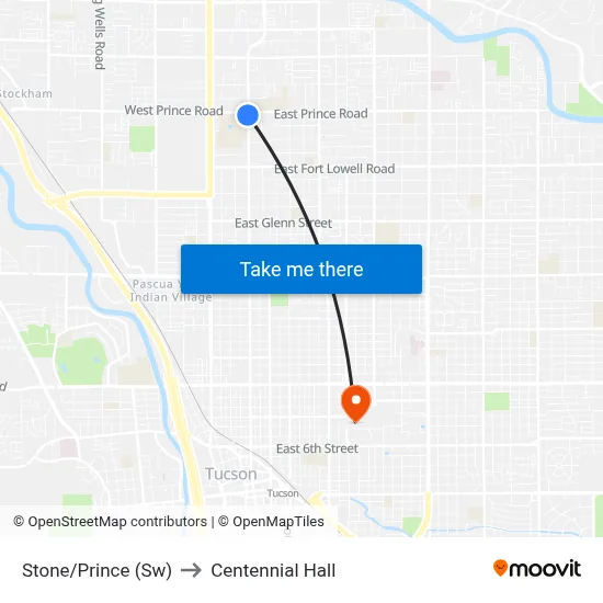 Stone/Prince (Sw) to Centennial Hall map