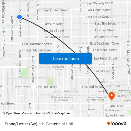 Stone/Lester (Sw) to Centennial Hall map