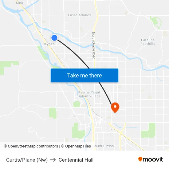 Curtis/Plane (Nw) to Centennial Hall map