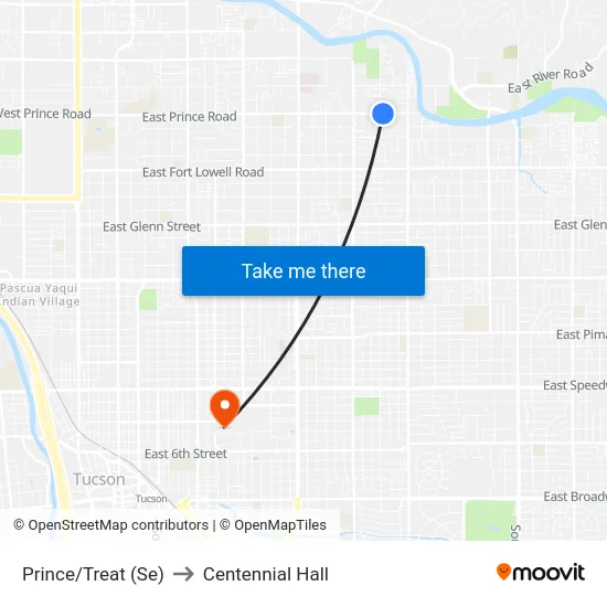 Prince/Treat (Se) to Centennial Hall map