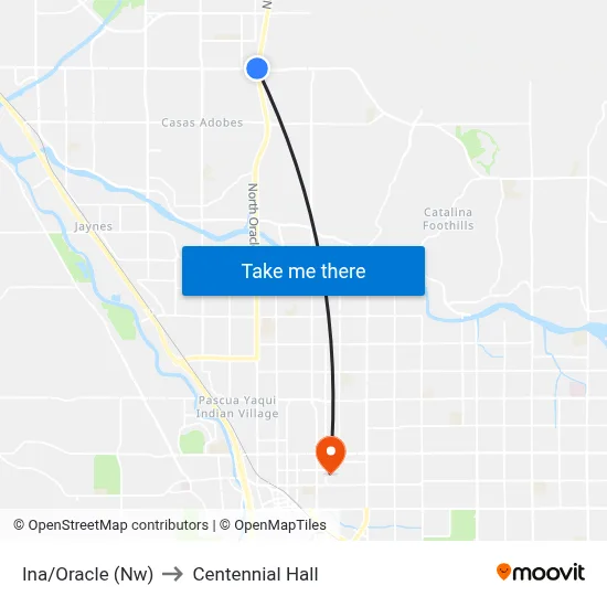 Ina/Oracle (Nw) to Centennial Hall map