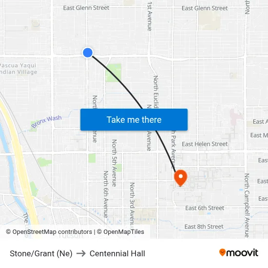 Stone/Grant (Ne) to Centennial Hall map